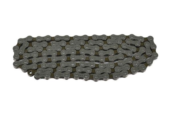 Цепь Z7 KMC 1/2" x 3/32", для горных велосипедов, конструкция без втулок, фаски на внутренних пластинах, оптимизирована для 5-7-ми скоростных кассет, 112 звеньев с замком CL573R, арт. 570093