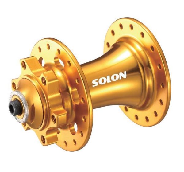 Втулка передняя Solon DH902F 32H DISC M9*100mm, эксцентрик, крепление IS6, 2 промподшипника, черная