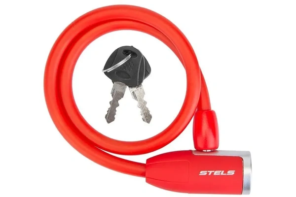 Замок противоугонный STELS 84356 10x650мм(25"), 2 ключа,трос,красный